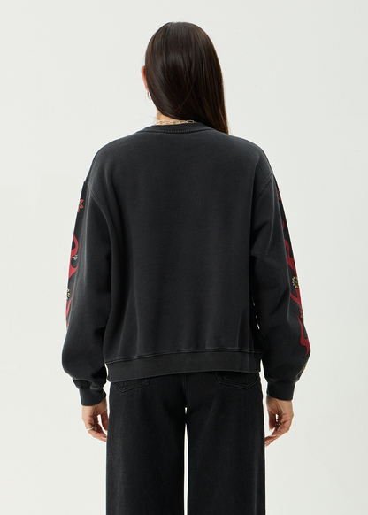 AFENDS Womens Hellcat - Crew Neck - Stone Black