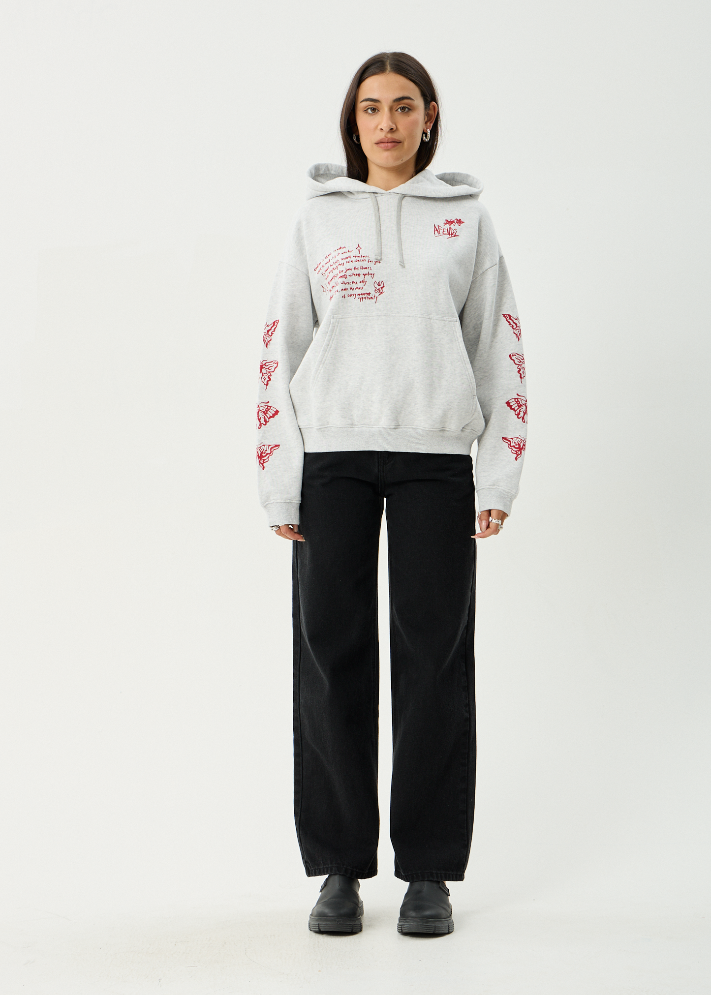AFENDS Womens Rise - Pull On Hood - Grey Marle