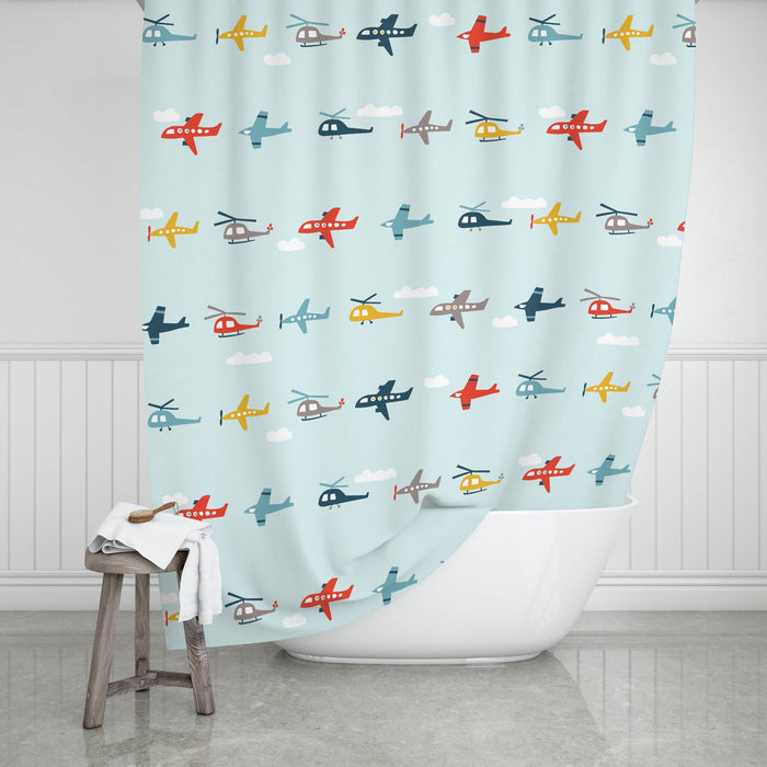Kids Shower Curtain Airplanes, Kids Bathroom Decor, Kids Bathroom Accessories, Boys Shower Curtain, Made in the USA | Pippa + June