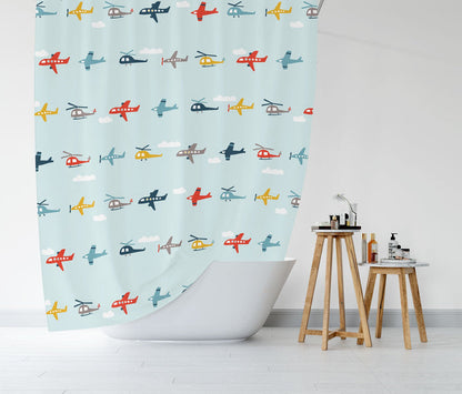 Kids Shower Curtain Airplanes, Kids Bathroom Decor, Kids Bathroom Accessories, Boys Shower Curtain, Made in the USA | Pippa + June