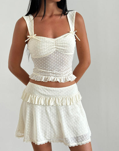 Bartila Top in Ivory Polka Flock