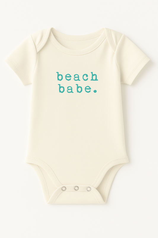 Beach Babe Seafoam Organic Cotton Baby Bodysuit Short Sleeve