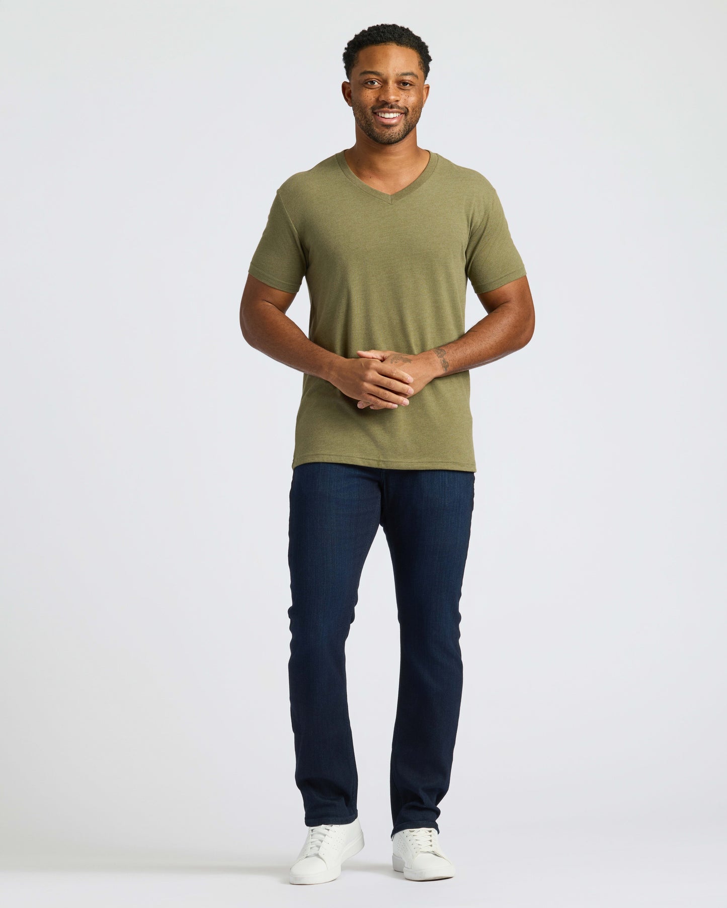 Heather Military Green Classic V-Neck