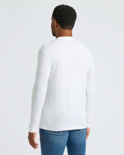 All White Long Sleeve Crew Neck 3-Pack