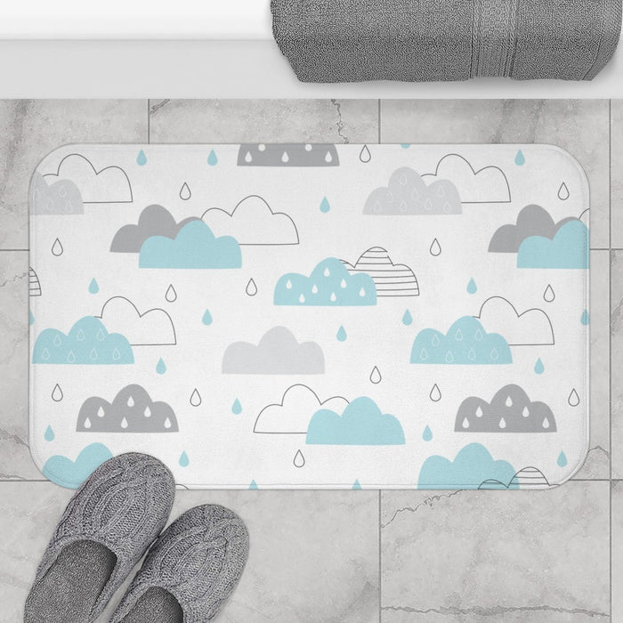 Kids Bath Mat Clouds, Kids Bathroom Decor, Kids Shower Curtain | Pippa + June