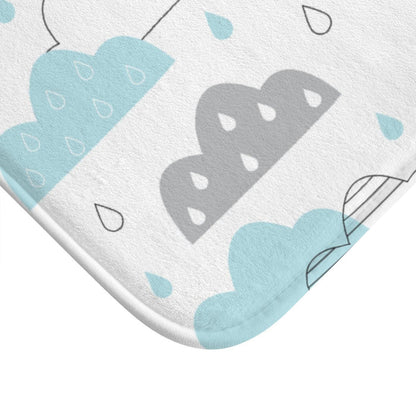 Kids Bath Mat Clouds, Kids Bathroom Decor, Kids Shower Curtain | Pippa + June