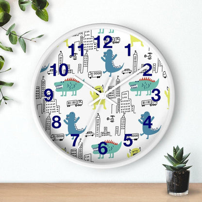 Nursery Wall Clock No Ticking Dinosaur Monster, Boys Wall Clock, Nursery Large Wall Clock, Kids Wall Clock, Silent Nursery Wall Clock | Pippa + June