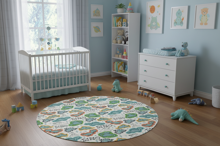 Boys Area Rug Dinosaurs, Boys Play Room Mat, Boys Nursery Area Rug, Boys Bedroom Area Rugs, Made in the USA | PIPPA + JUNE