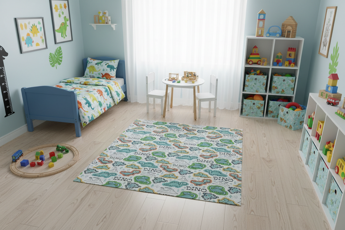 Boys Area Rug Dinosaurs, Boys Play Room Mat, Boys Nursery Area Rug, Boys Bedroom Area Rugs, Made in the USA | PIPPA + JUNE