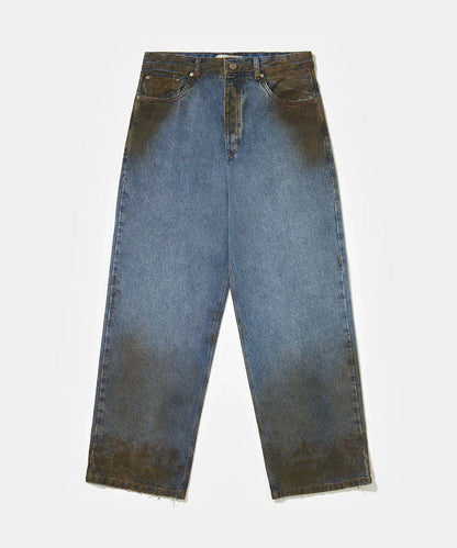 Dirt Stained Oversized Denim Blue - Four Street
