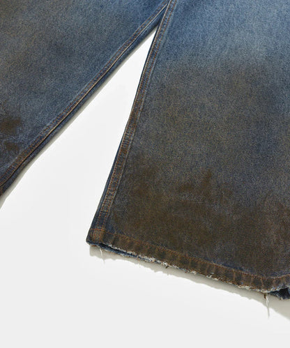 Dirt Stained Oversized Denim Blue - Four Street
