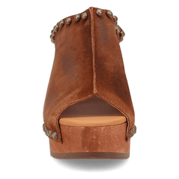 PRODUCT SHOT ECHO WOODEN SANDAL AT FRONT ANGLE