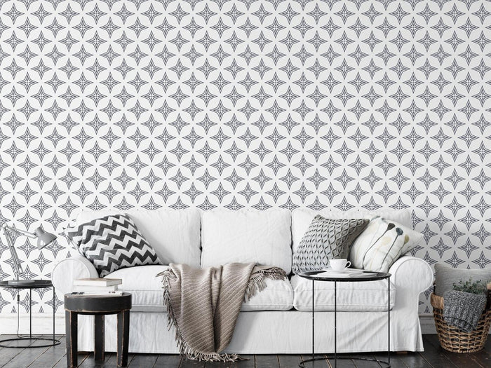 Geometric Removable Wallpaper Black White, Peel and Stick Wallpaper, Repositionable Wallpaper | Pippa + June