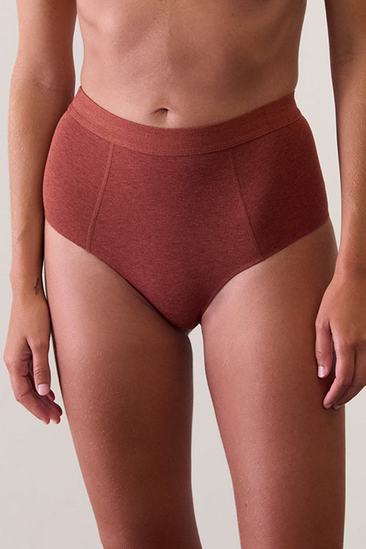HI Brief in Organic Cotton Rib - Rust Stone.kin