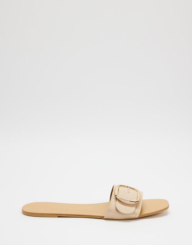 Gusta Vanilla Linen Sandals | Women's Flat Sandals