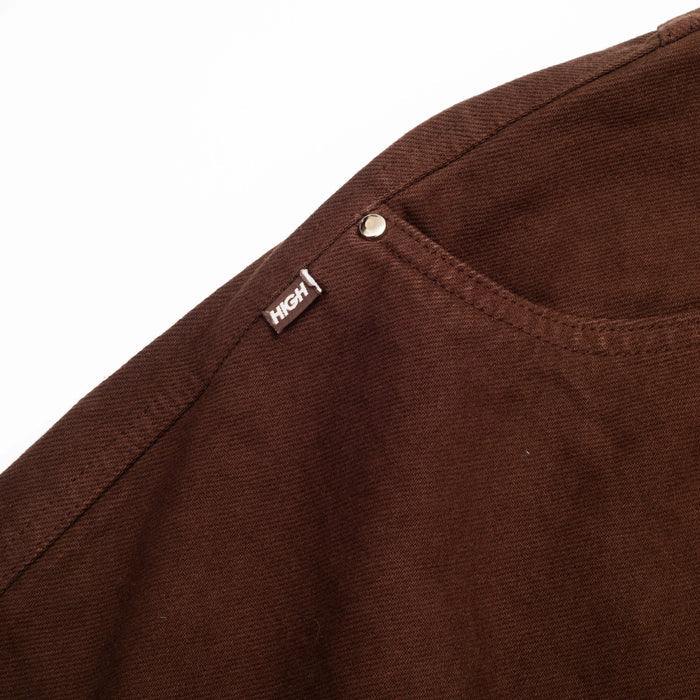 Jeans Pants Logo Line Brown - Four Street