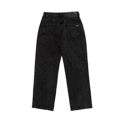 Jeans Pants Logo Line Washed Black - Four Street