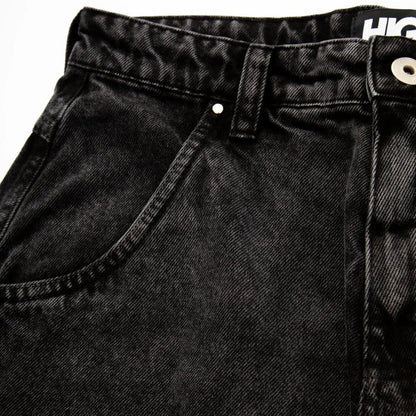 Jeans Pants Logo Line Washed Black - Four Street