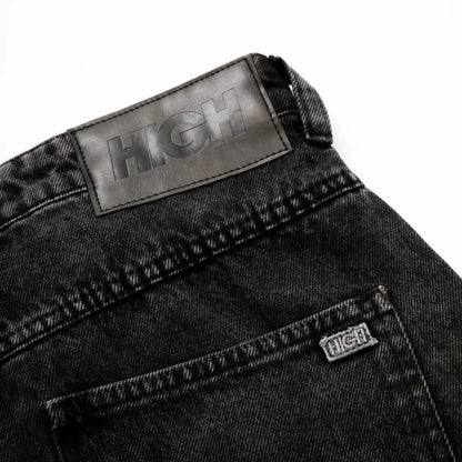 Jeans Pants Logo Line Washed Black - Four Street