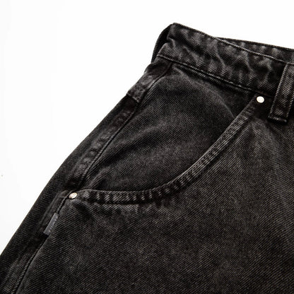 Jeans Pants Logo Line Washed Black - Four Street