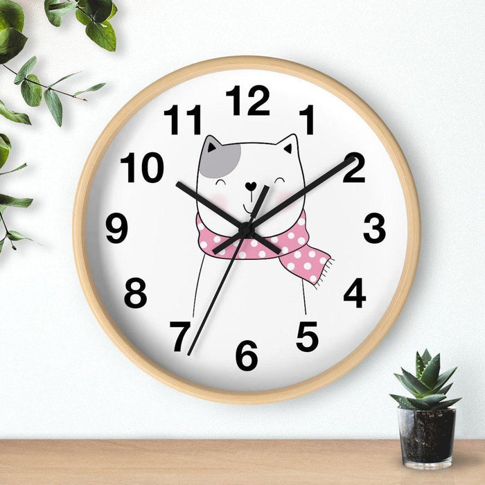 Girls Wall Clock, Girls Nursery Wall Clock No Ticking Kitty Cat, Girls Clock Nursery Large Wall Clock, Kids Wall Clock, Silent Nursery Wall Clock, Girls Baby Shower Gift, Made in the USA | Pippa + June
