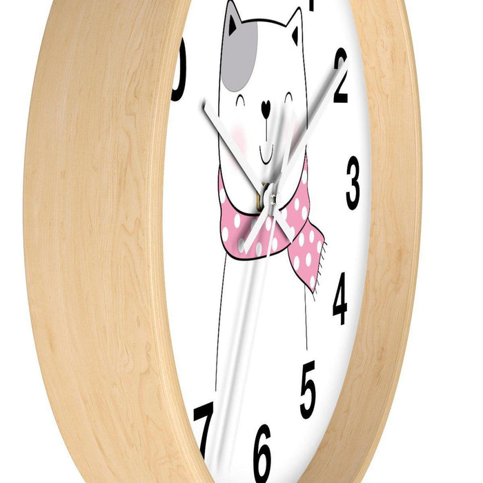 Girls Wall Clock, Girls Nursery Wall Clock No Ticking Kitty Cat, Girls Clock Nursery Large Wall Clock, Kids Wall Clock, Silent Nursery Wall Clock, Girls Baby Shower Gift, Made in the USA | Pippa + June