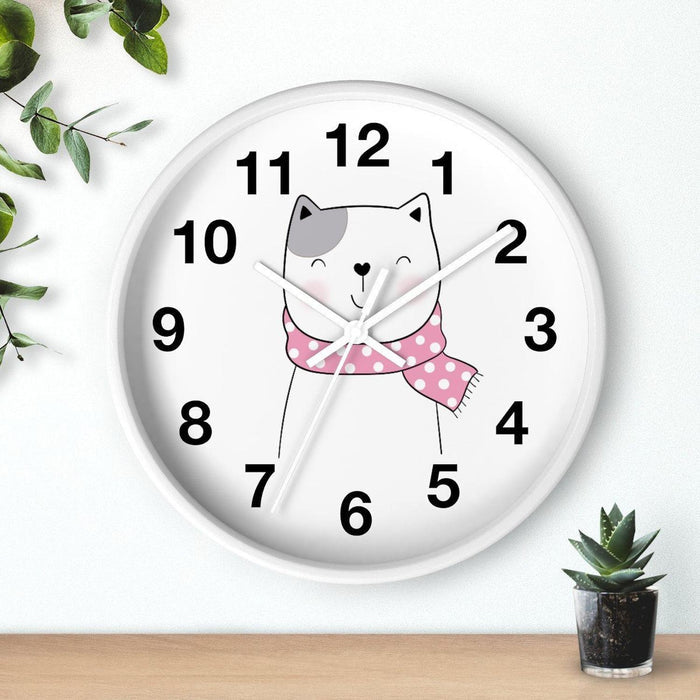 Girls Wall Clock, Girls Nursery Wall Clock No Ticking Kitty Cat, Girls Clock Nursery Large Wall Clock, Kids Wall Clock, Silent Nursery Wall Clock, Girls Baby Shower Gift, Made in the USA | Pippa + June
