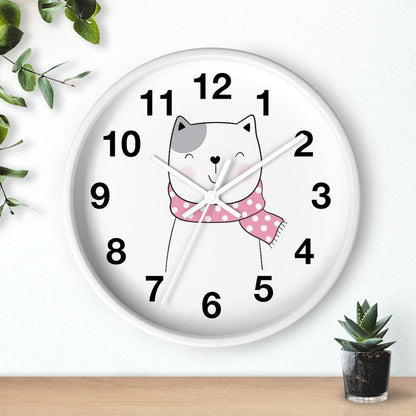 Girls Wall Clock, Girls Nursery Wall Clock No Ticking Kitty Cat, Girls Clock Nursery Large Wall Clock, Kids Wall Clock, Silent Nursery Wall Clock, Girls Baby Shower Gift, Made in the USA | Pippa + June