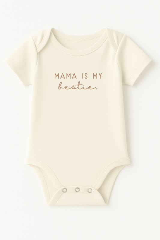 Mama is my Bestie Clay Organic Cotton Baby Bodysuit Short Sleeve