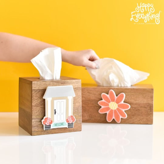 Mini Wood Tissue Box-Square