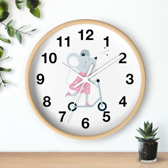 Kids Wall Clock Cute Mouse, Girls Wall Clock, Girls Bedroom Decor, Nursery Wall Clock Silent, Childrens Wall Clock, Girls Bedroom Wall Décor, Made in the USA | Pippa + June