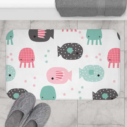 Kids Bath Mat Nautical Ocean Fish, Kids Shower Mat, Kids Bathtub Mat, Kids Bathroom Decor, Kids Bathroom Accessories, Girls Bath Mat, Kids Modern Decor, Made in the USA | Pippa + June