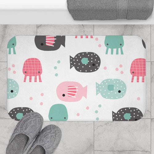 Kids Bath Mat Nautical Ocean Fish, Kids Shower Mat, Kids Bathtub Mat, Kids Bathroom Decor, Kids Bathroom Accessories, Girls Bath Mat, Kids Modern Decor, Made in the USA | Pippa + June