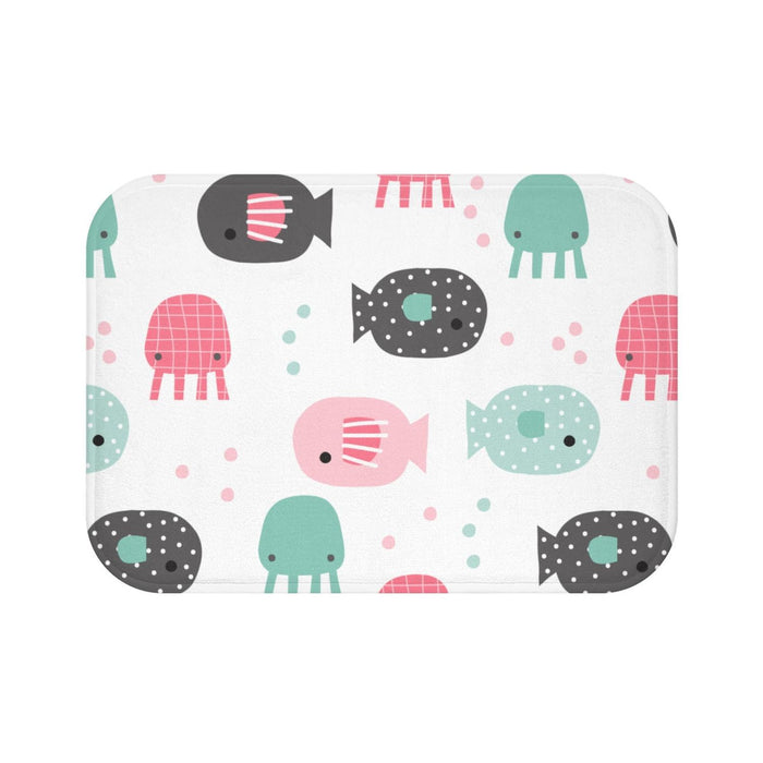 Kids Bath Mat Nautical Ocean Fish, Kids Shower Mat, Kids Bathtub Mat, Kids Bathroom Decor, Kids Bathroom Accessories, Girls Bath Mat, Kids Modern Decor, Made in the USA | Pippa + June