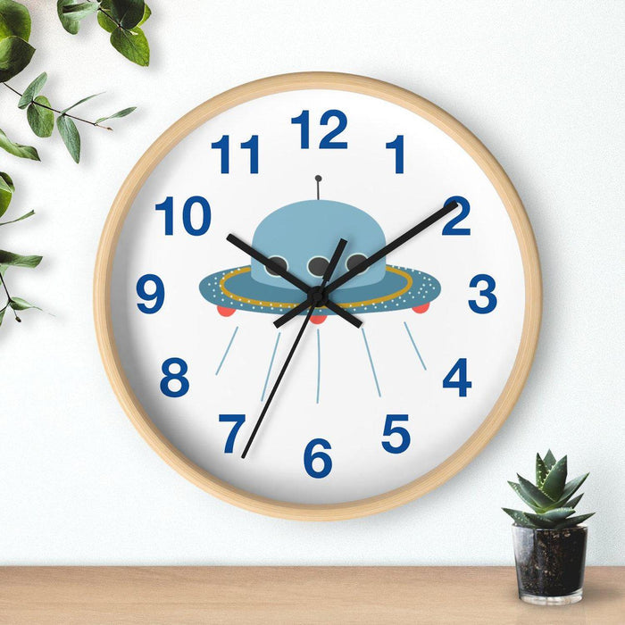 Kids Wall Clock Outer Space UFO, Large Clock Silent No Ticking, Nursery Wall Clock, Childrens Wall Clock, Kids Bedroom Wall Decor, Nursery Wall Decor, Made in the USA | Pippa + June