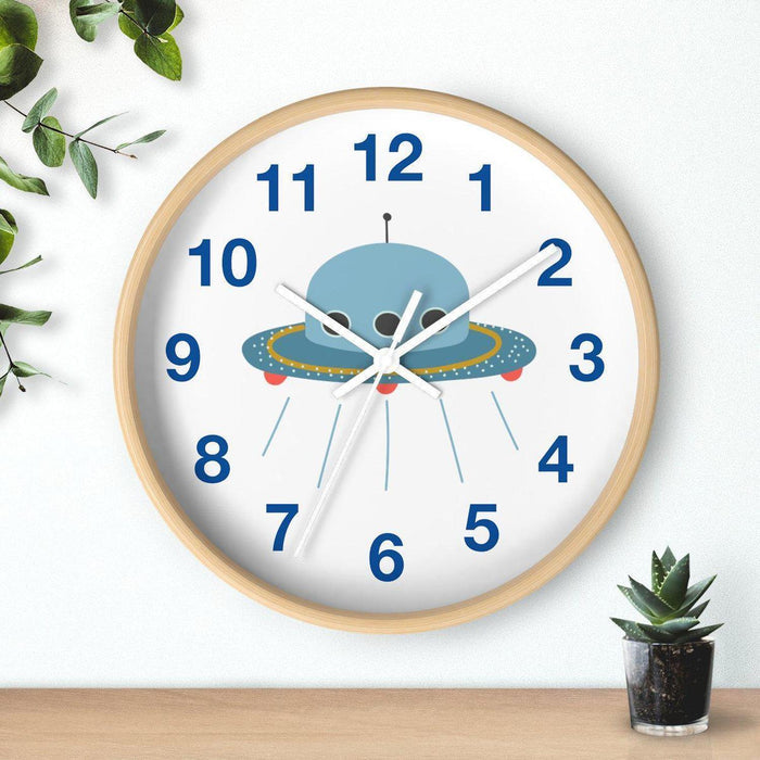 Kids Wall Clock Outer Space UFO, Large Clock Silent No Ticking, Nursery Wall Clock, Childrens Wall Clock, Kids Bedroom Wall Decor, Nursery Wall Decor, Made in the USA | Pippa + June