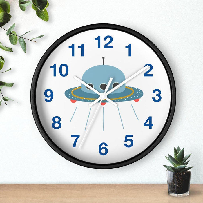 Kids Wall Clock Outer Space UFO, Large Clock Silent No Ticking, Nursery Wall Clock, Childrens Wall Clock, Kids Bedroom Wall Decor, Nursery Wall Decor, Made in the USA | Pippa + June