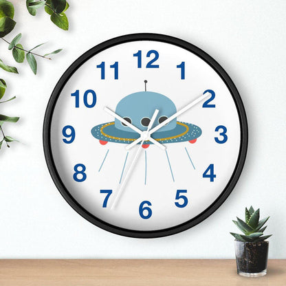 Kids Wall Clock Outer Space UFO, Large Clock Silent No Ticking, Nursery Wall Clock, Childrens Wall Clock, Kids Bedroom Wall Decor, Nursery Wall Decor, Made in the USA | Pippa + June