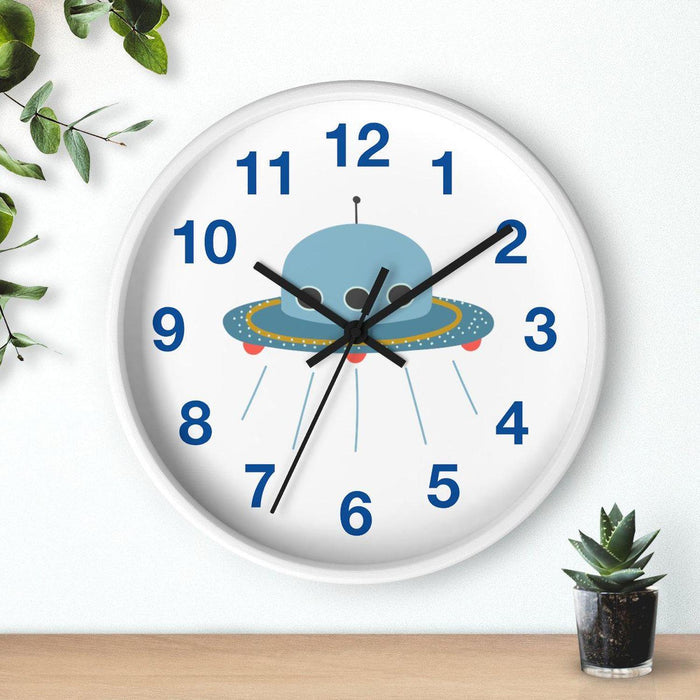 Kids Wall Clock Outer Space UFO, Large Clock Silent No Ticking, Nursery Wall Clock, Childrens Wall Clock, Kids Bedroom Wall Decor, Nursery Wall Decor, Made in the USA | Pippa + June