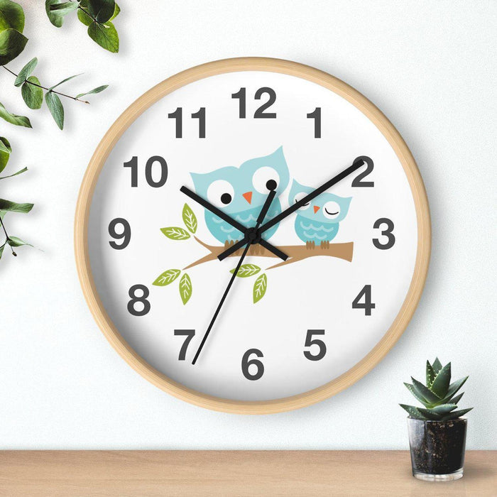 Kids Wall Clock Owls on Branch Gender Neutral, Large Clock Silent No Ticking, Nursery Wall Clock, Childrens Wall Clock, Kids Bedroom Wall Decor, Nursery Wall Decor, Made in the USA | Pippa + June