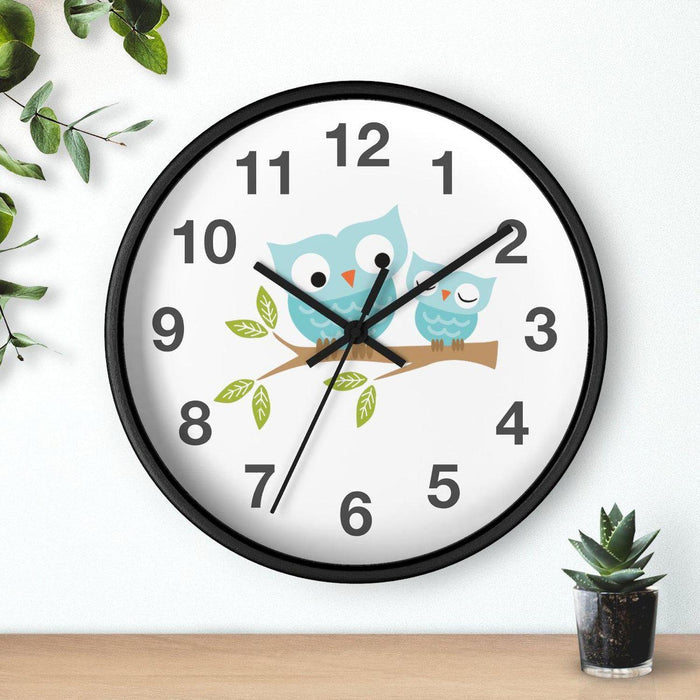 Kids Wall Clock Owls on Branch Gender Neutral, Large Clock Silent No Ticking, Nursery Wall Clock, Childrens Wall Clock, Kids Bedroom Wall Decor, Nursery Wall Decor, Made in the USA | Pippa + June
