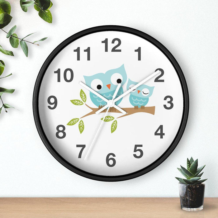 Kids Wall Clock Owls on Branch Gender Neutral, Large Clock Silent No Ticking, Nursery Wall Clock, Childrens Wall Clock, Kids Bedroom Wall Decor, Nursery Wall Decor, Made in the USA | Pippa + June