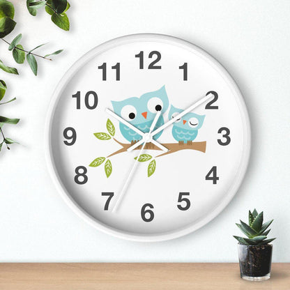 Kids Wall Clock Owls on Branch Gender Neutral, Large Clock Silent No Ticking, Nursery Wall Clock, Childrens Wall Clock, Kids Bedroom Wall Decor, Nursery Wall Decor, Made in the USA | Pippa + June