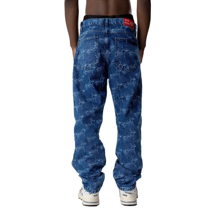 PANTS MONOGRAM SUFSTAR JEANS BLUE - Four Street