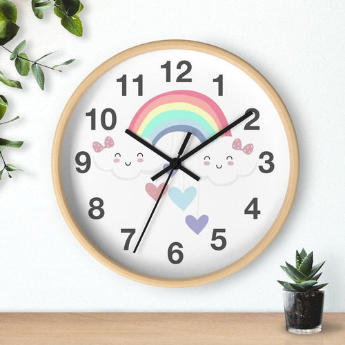 Kids Wall Clock Rainbow, Nursery Wall Clock Silent No Ticking, Kids Bedroom Wall Decor, Made in the USA | Pippa + June