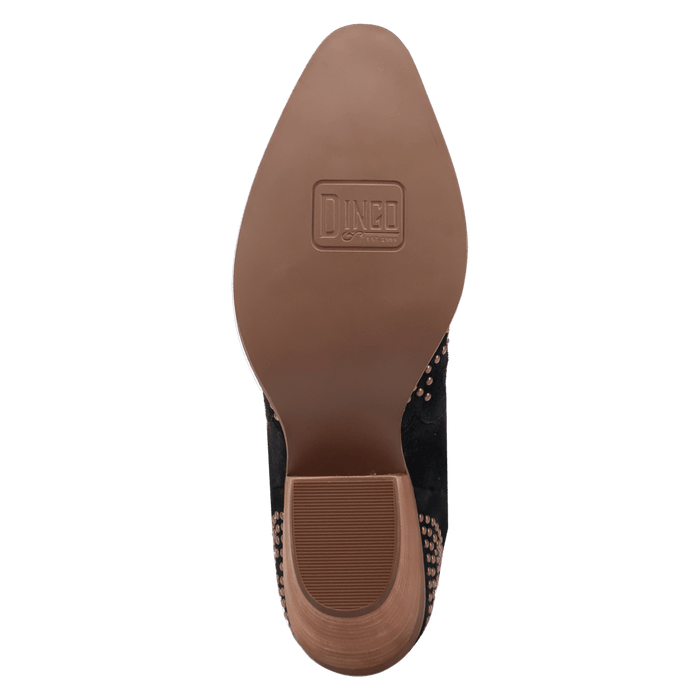 PRODUCT SHOT SEEIN' STARS SUEDE LEATHER BOOTIE AT OUTSOLE ANGLE