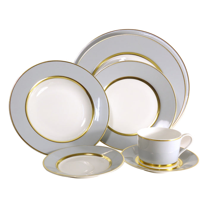 SKU# T200-REC20829 - Mak Grey Gold Tea Saucer - Shape Recamier