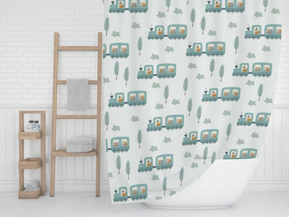Boys Shower Curtain Transport Choo Choo Train, Boys Bathroom Decor & Accessories | Pippa + June