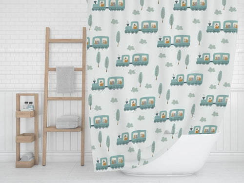 Boys Shower Curtain Transport Choo Choo Train, Boys Bathroom Decor & Accessories | Pippa + June