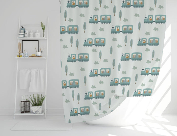 Boys Shower Curtain Transport Choo Choo Train, Boys Bathroom Decor & Accessories | Pippa + June
